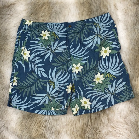 Tommy Bahama Tropical Flower Palm Leaf Swim Trunks, XL - Picture 1 of 13